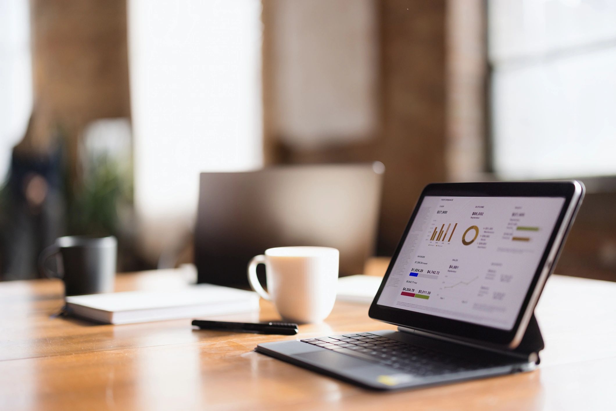 Analytics dashboard displayed on a digital tablet